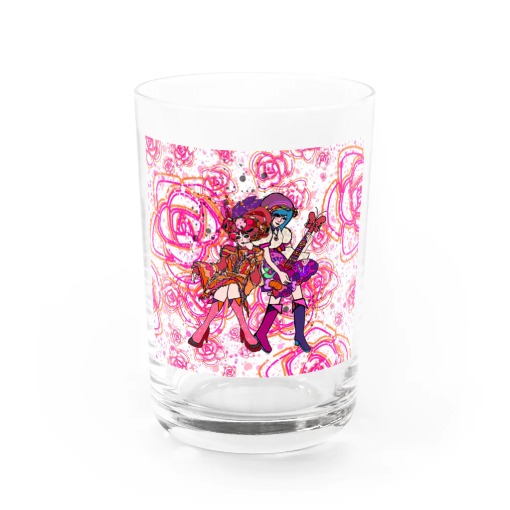 h45m69のYOU＆ME pink Rose2 Water Glass :front
