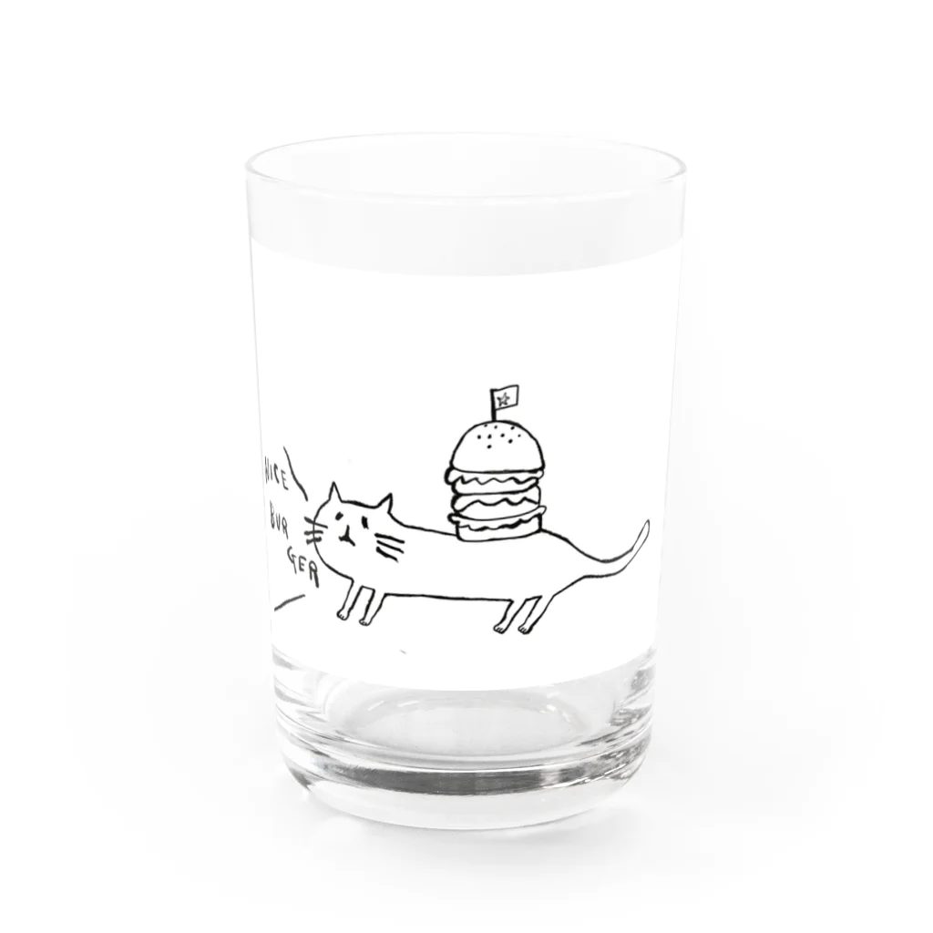 govigovi(ゴビゴビ)のネコとハンバーガー Water Glass :front