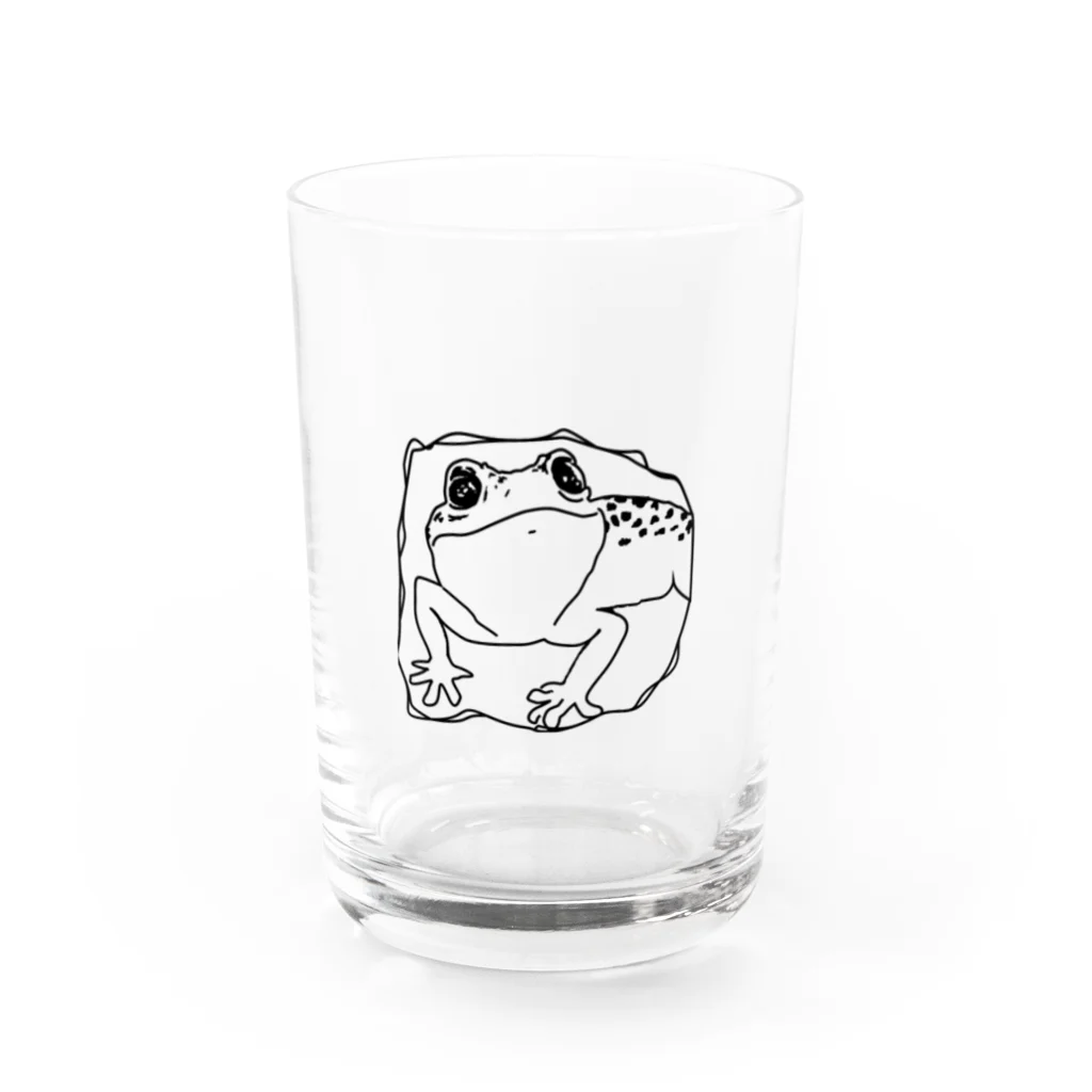 レオパですが？の穴からレオパくん Water Glass :front