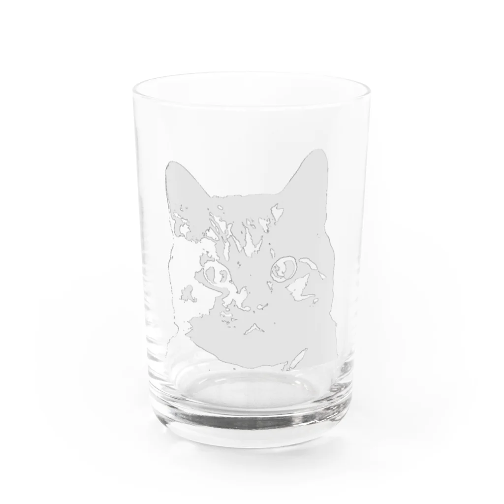 壁かべSHOP・SUZURI店のひょっこり猫さんポップアートライトグレー Water Glass :front