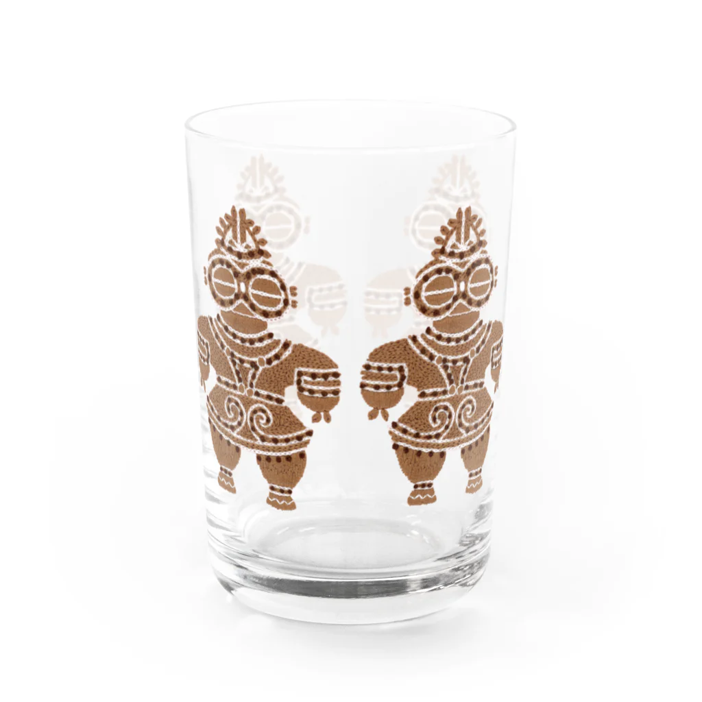 tomocco shopの土偶の刺繍横並び Water Glass :front