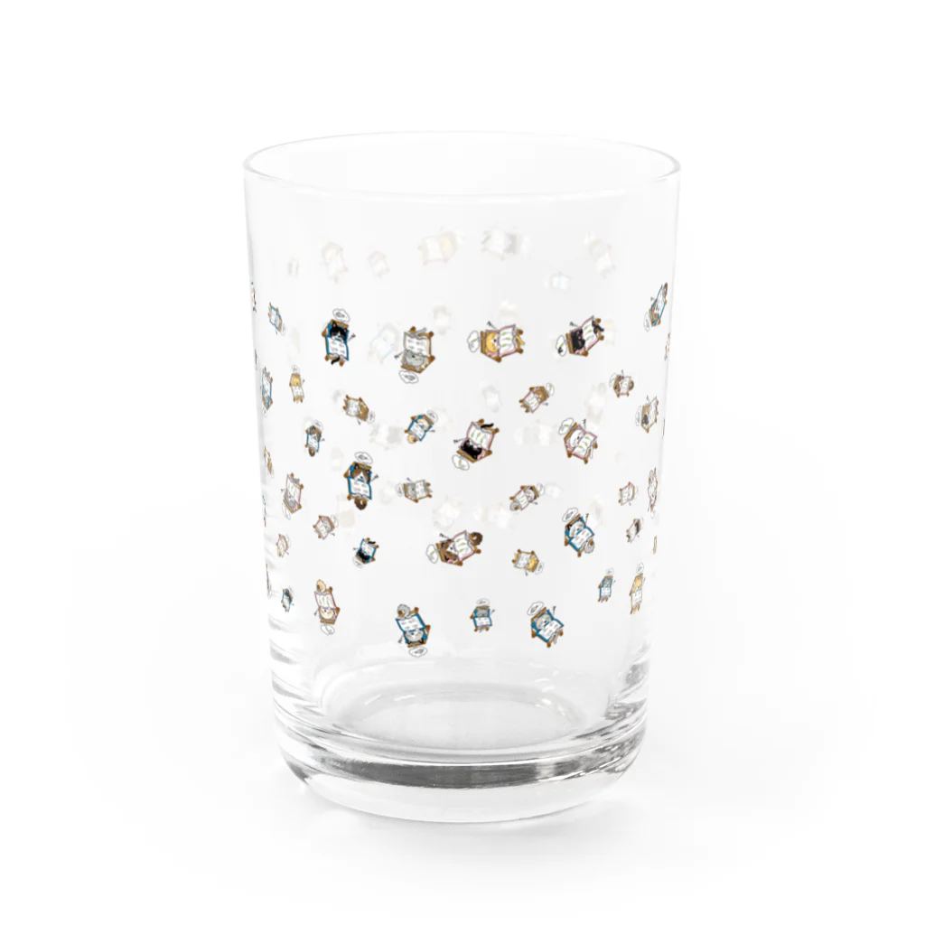 茶々の猫グッズのベッドで寝る猫 Water Glass :front