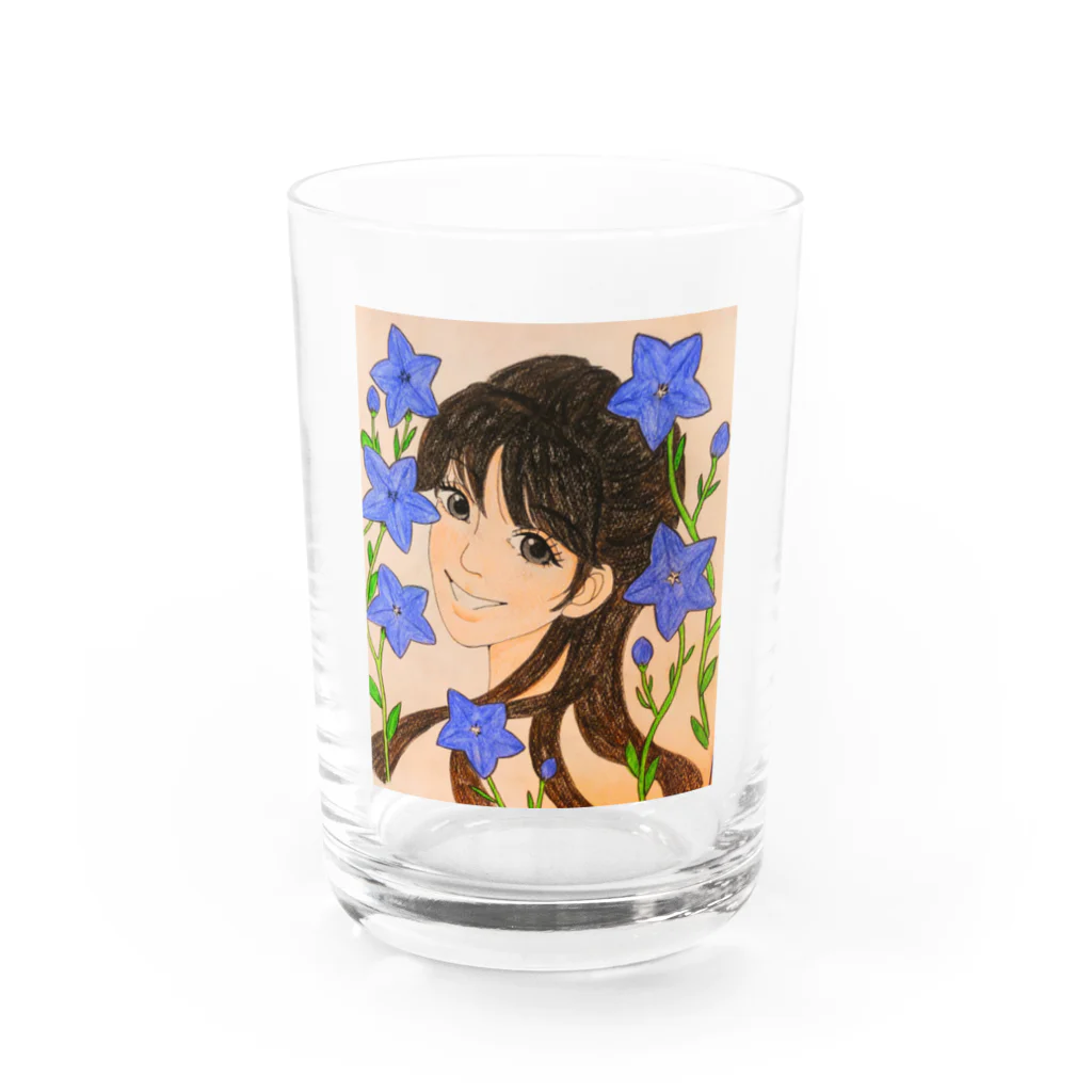 moon333Starry☆Skyの桔梗　花言葉: 永遠の愛 Water Glass :front