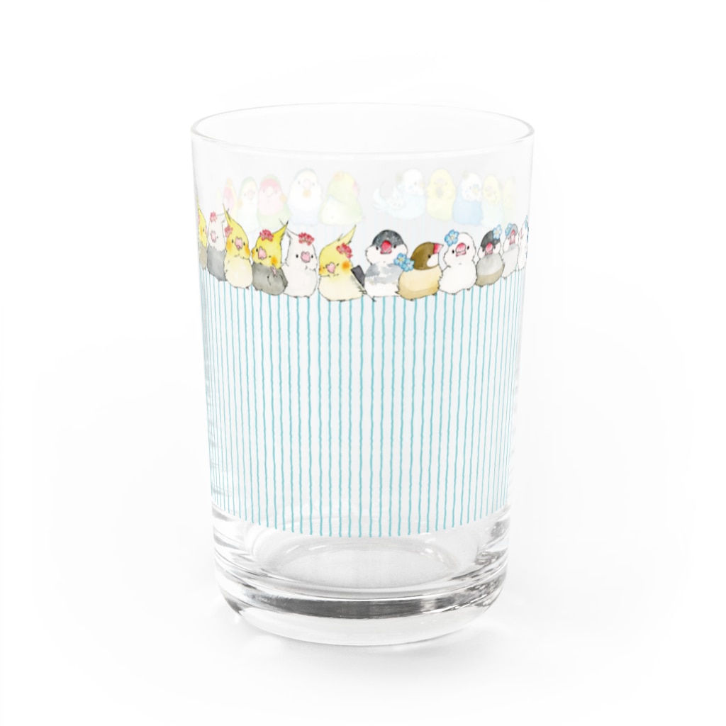 ゆとり屋の小鳥ちゃんいっぱい Water Glass :front
