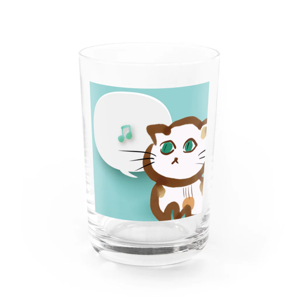 myssimoのねこぎちゃん　～ギター柄の猫～ Water Glass :front