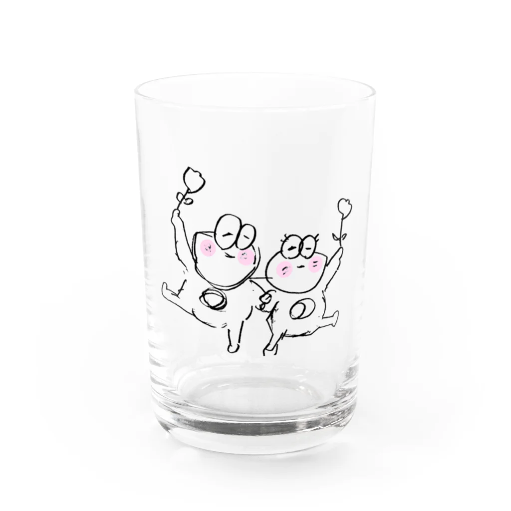 たろちゃん本舗のカップルカエル Water Glass :front