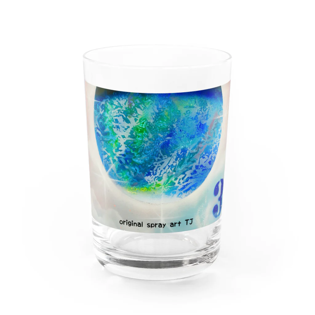 小さな宇宙工房おっちーの【NO.3 earth one〜original spray art〜】 Water Glass :front