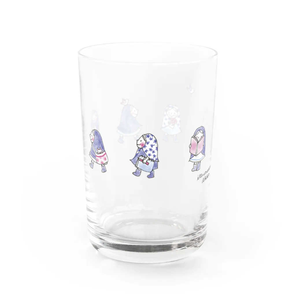 illustration akko shopのお散歩ずきんPurple Water Glass :front