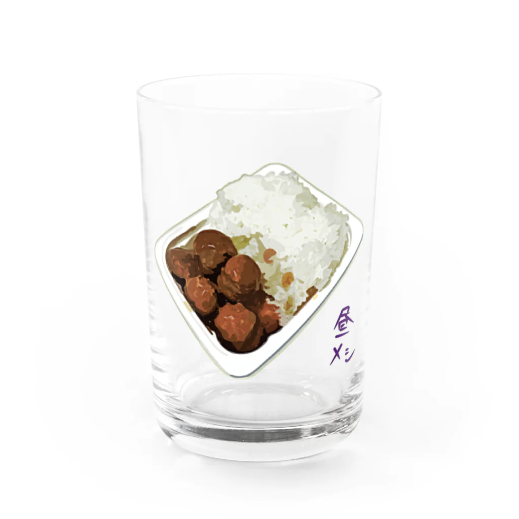 脂身通信Ｚの昼メシ（パックご飯＆レトルトミートボール） Water Glass :front