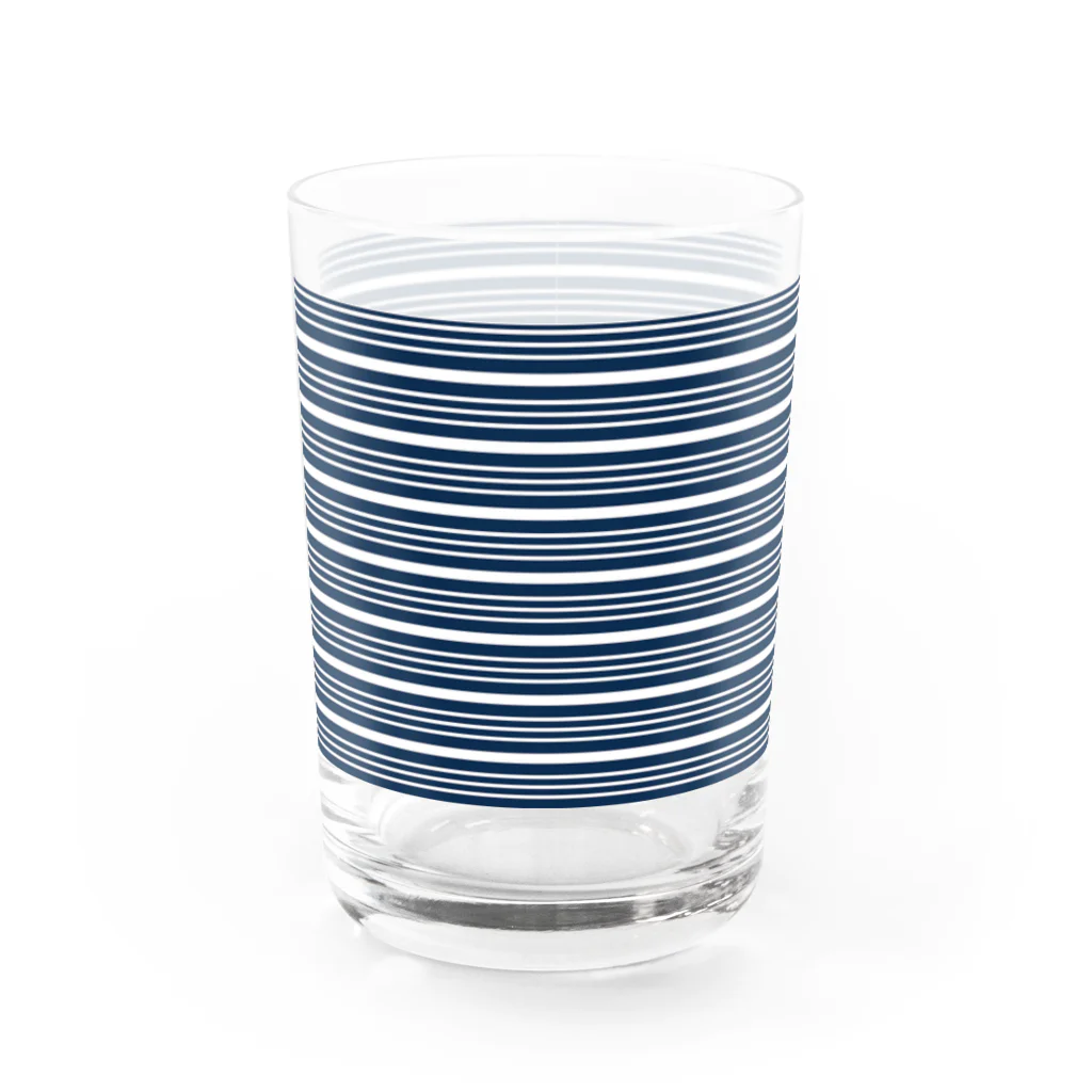 many many stripes.のボーダー青 Water Glass :front