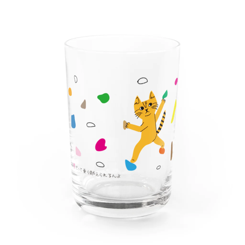 mapechiのトラネコしまお、壁をのぼる Water Glass :front