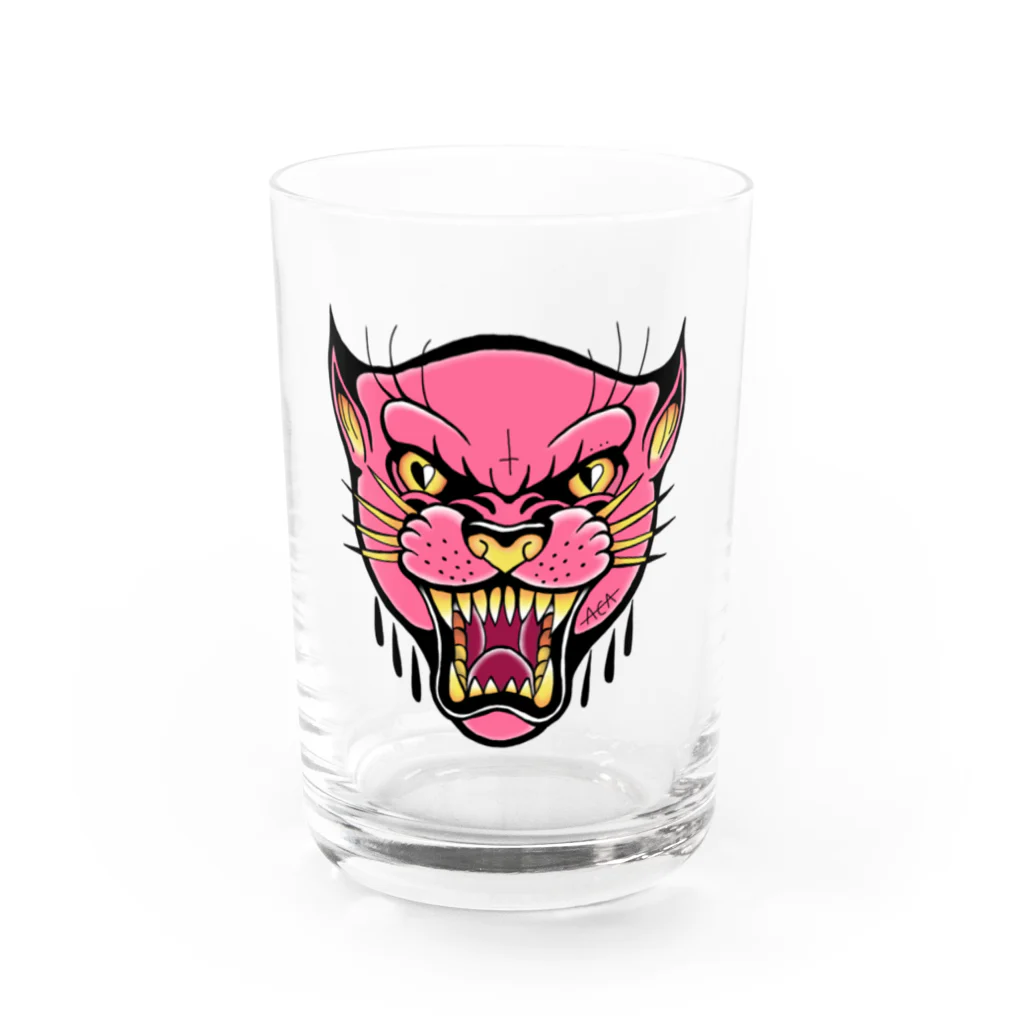 ACA oldschool tatsのPink panther Water Glass :front