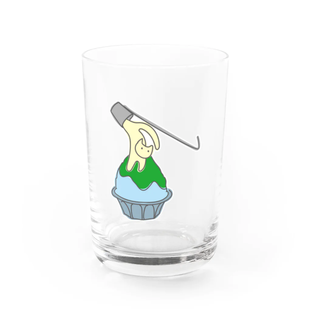 CHOTTOPOINTの練乳ねこかき氷（メロン／抹茶） Water Glass :front