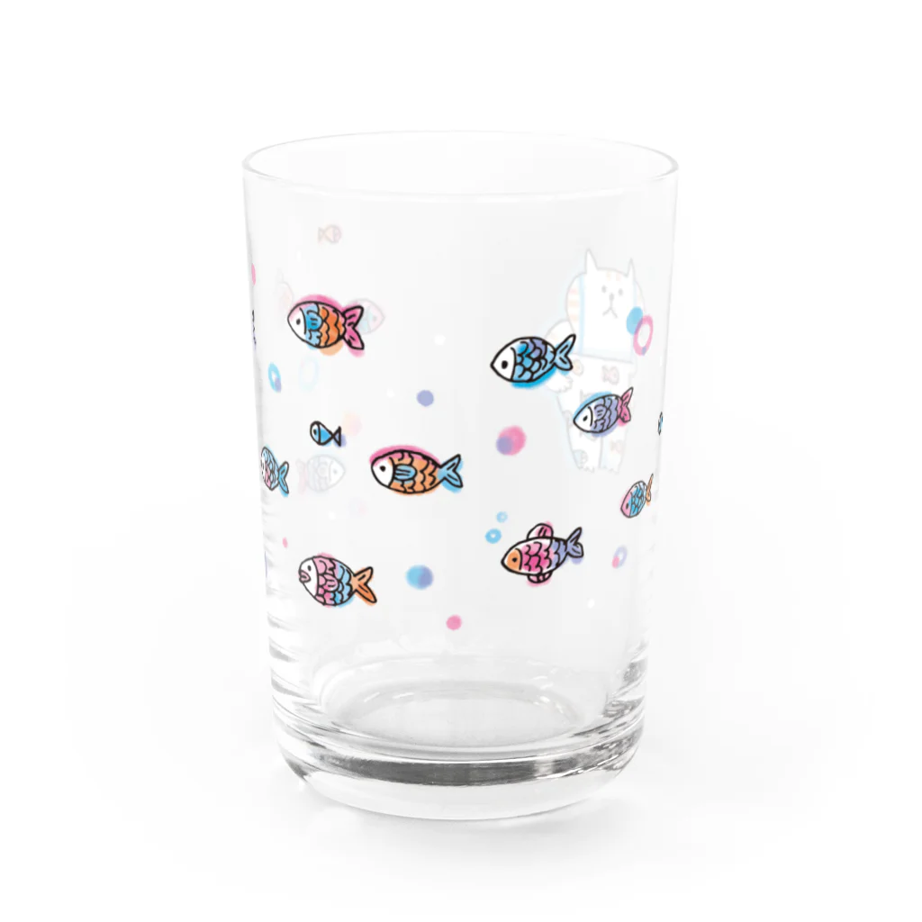 ごろごろにゃんすけのごろごろにゃんすけと魚たち Water Glass :front