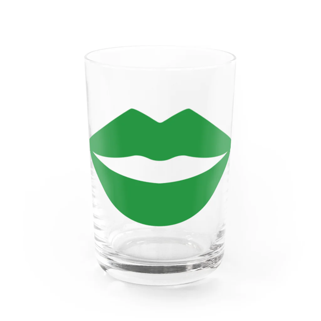 多摩市民のセクシーな唇(グリーン) Water Glass :front