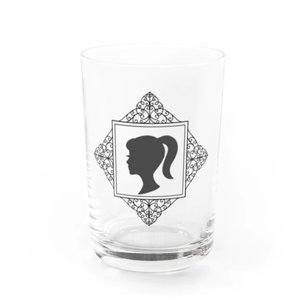 ネコとソラのレトロガール Water Glass :front