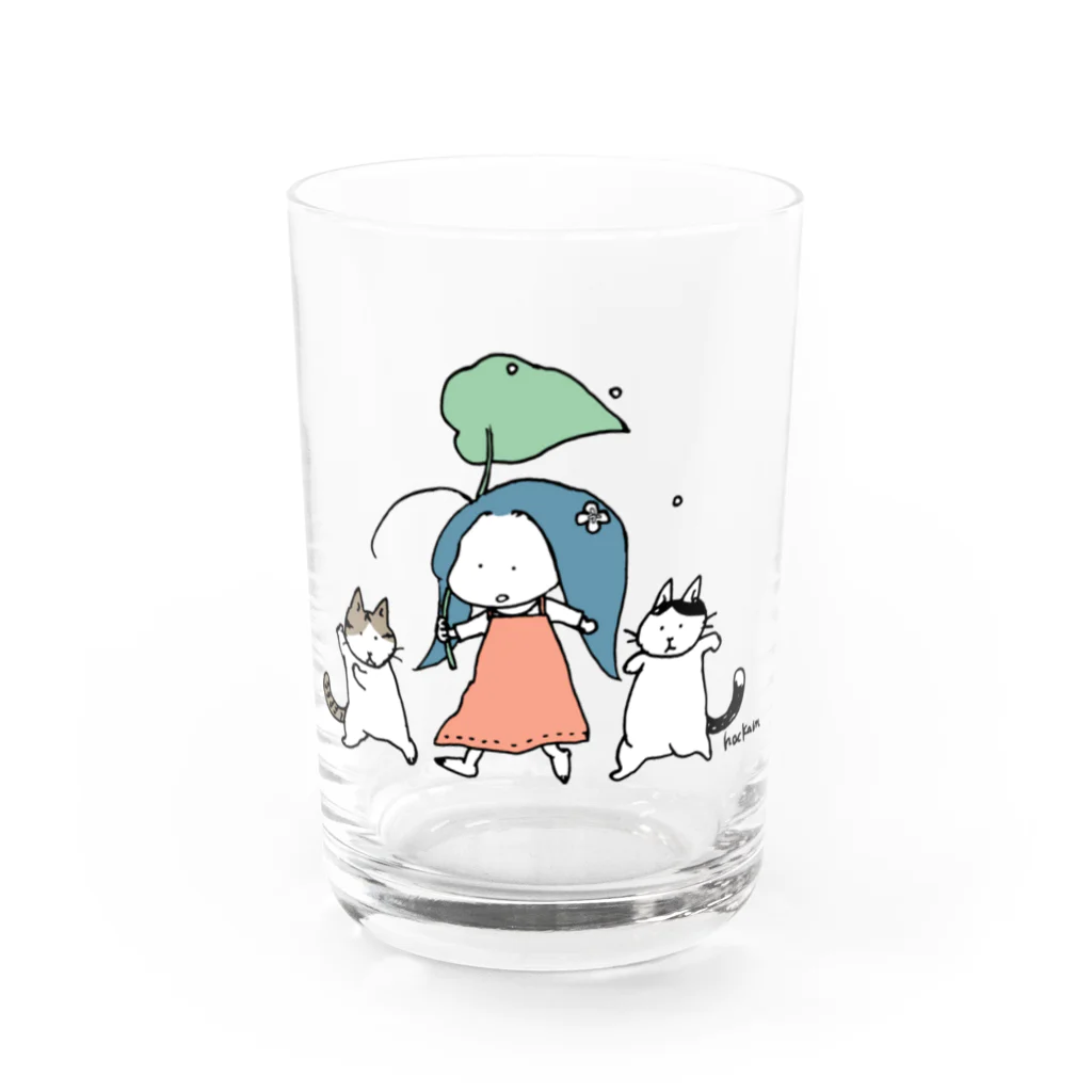 ほっかむねこ屋（アトリエほっかむ）のrainy day Water Glass :front