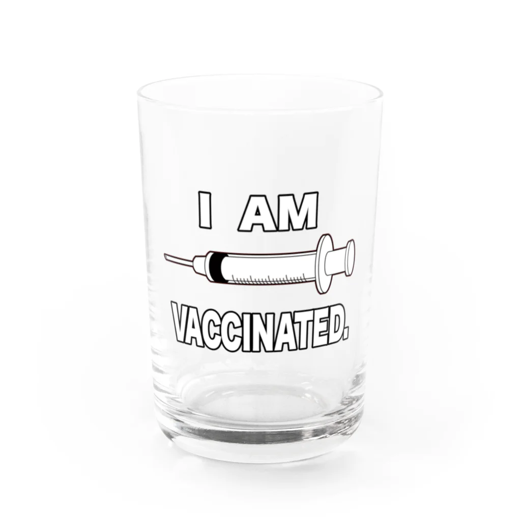 illust_designs_labのワクチン接種済みのイラスト COVID-19 vaccine mRNA 英語文字付き Water Glass :front