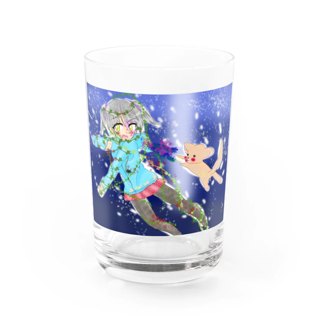 くぅちゃんの犬と星と女の子 Water Glass :front