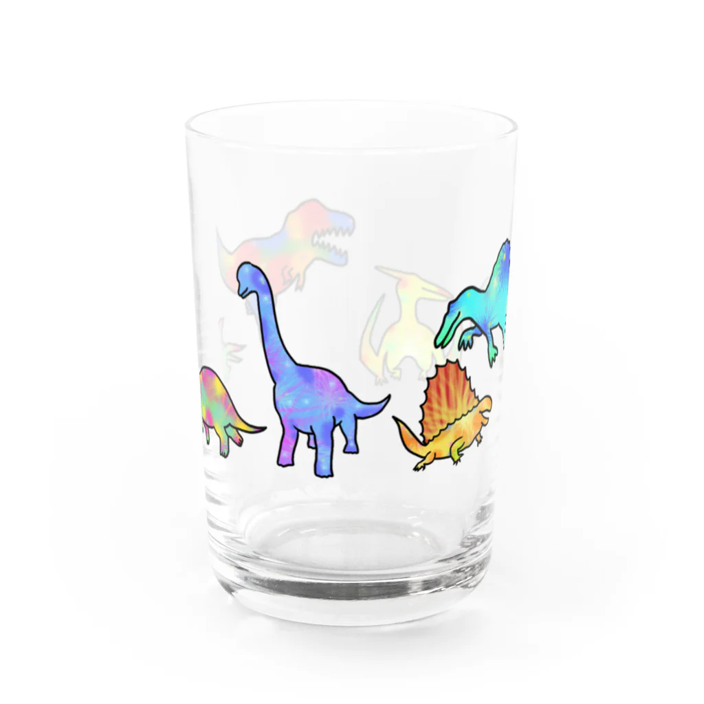 pluのカラフル恐竜❤️💛💚💙💜 Water Glass :front