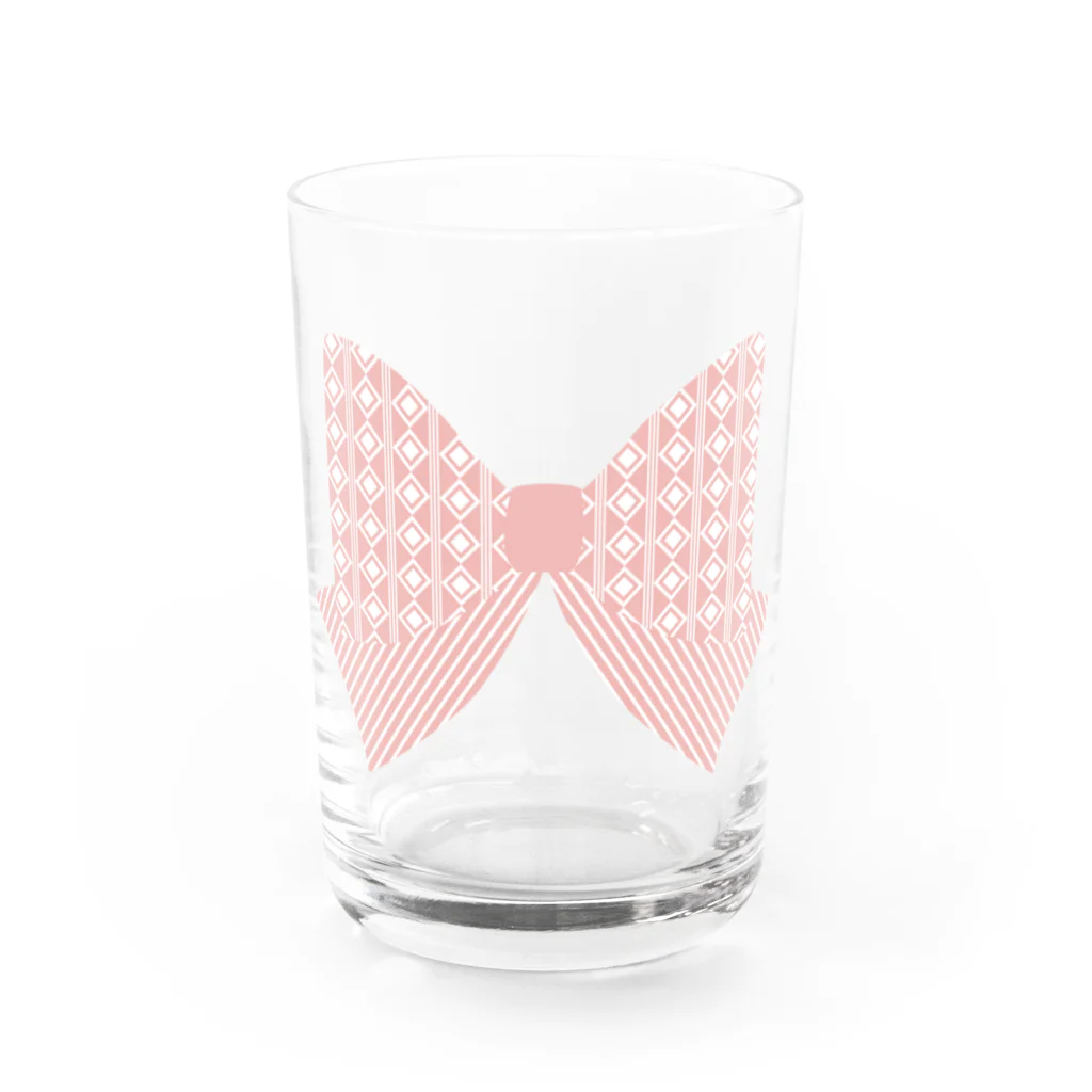 NanaN-CreeR de-RCの和なモダン柄シリーズ／釘抜繋ぎ風 ストライプリボン Water Glass :front