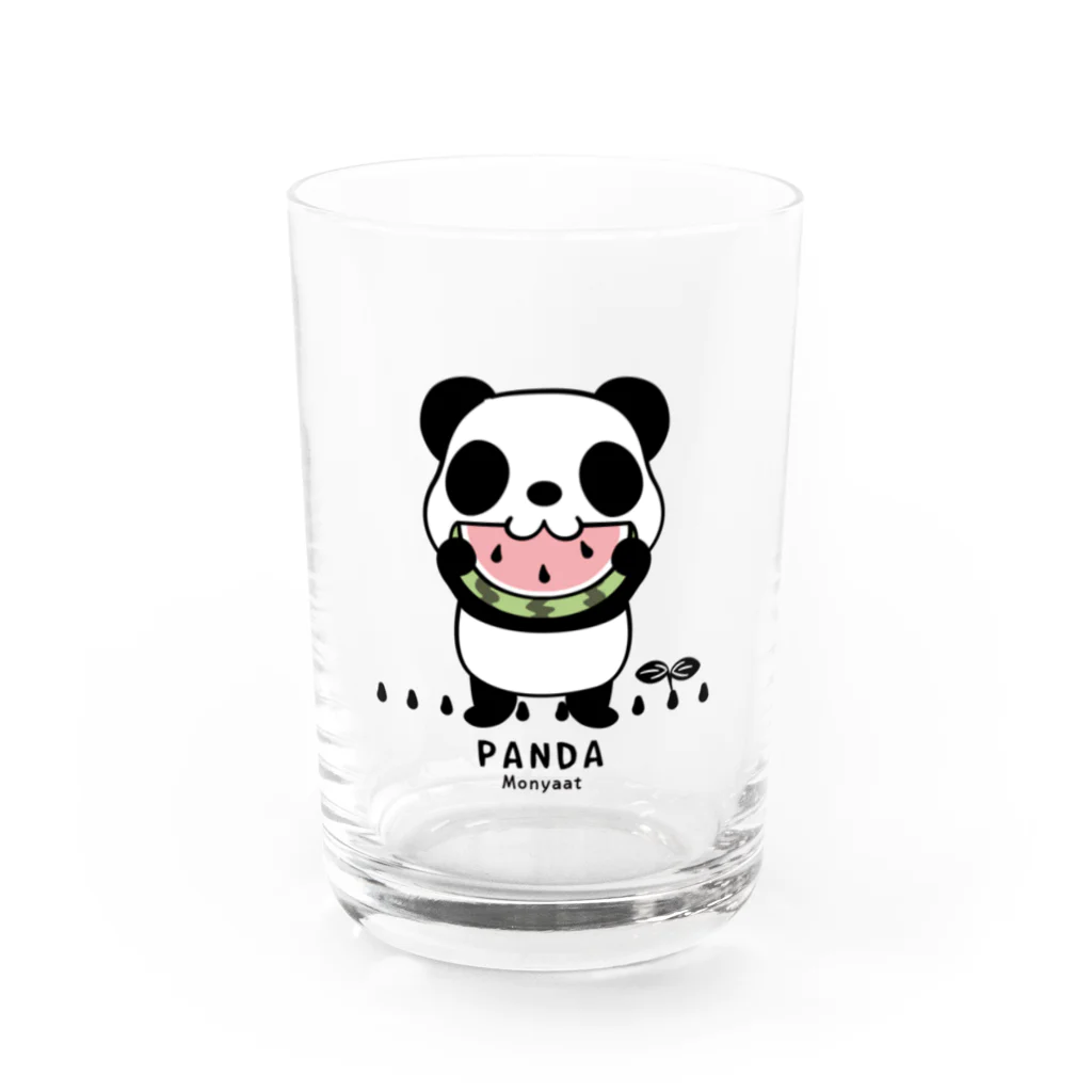 イラスト MONYAAT のスイカを食べるパンダちゃん C Water Glass :front