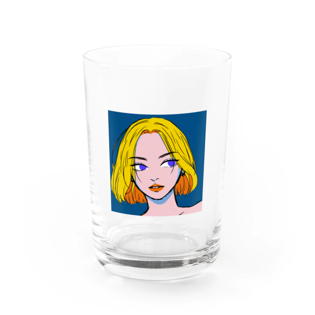 泣くなウグイスの顔色わるいね Water Glass :front