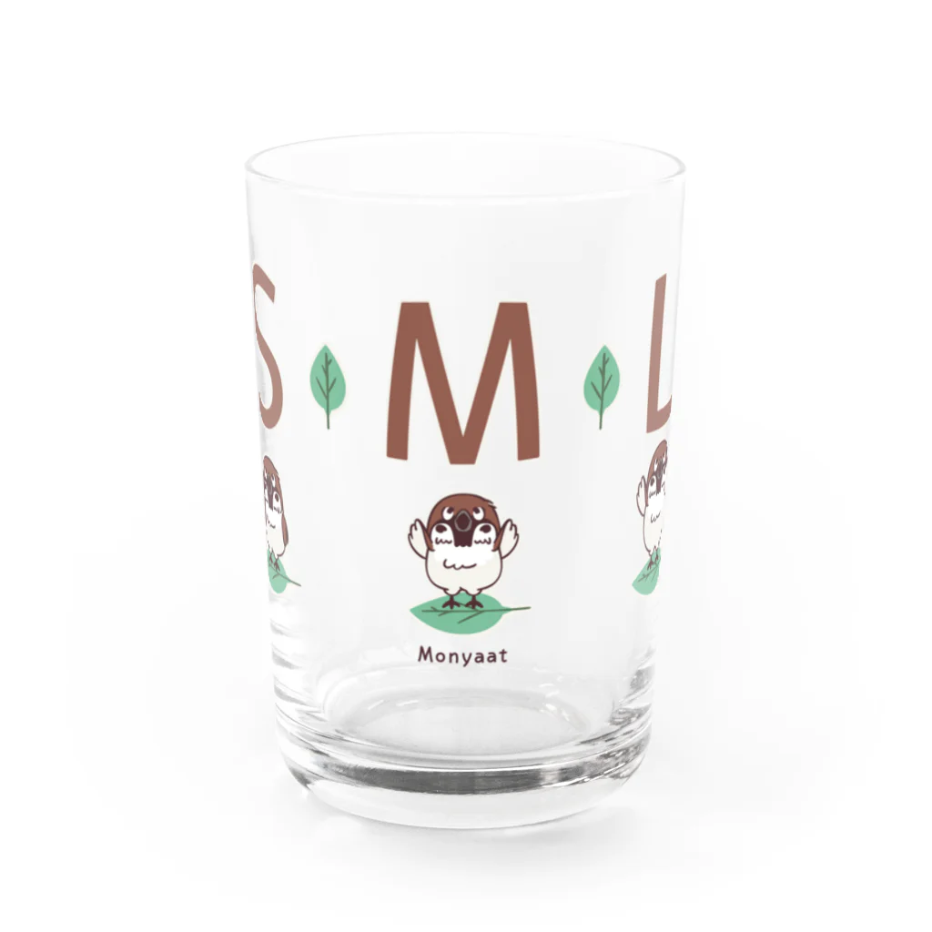 イラスト MONYAAT のスズメがちゅん SMLTシャツ Water Glass :front