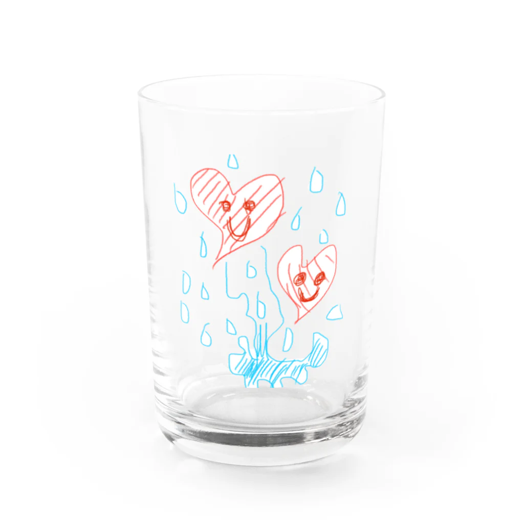 ヨコガオがモットーの雨のちハートで草 Water Glass :front