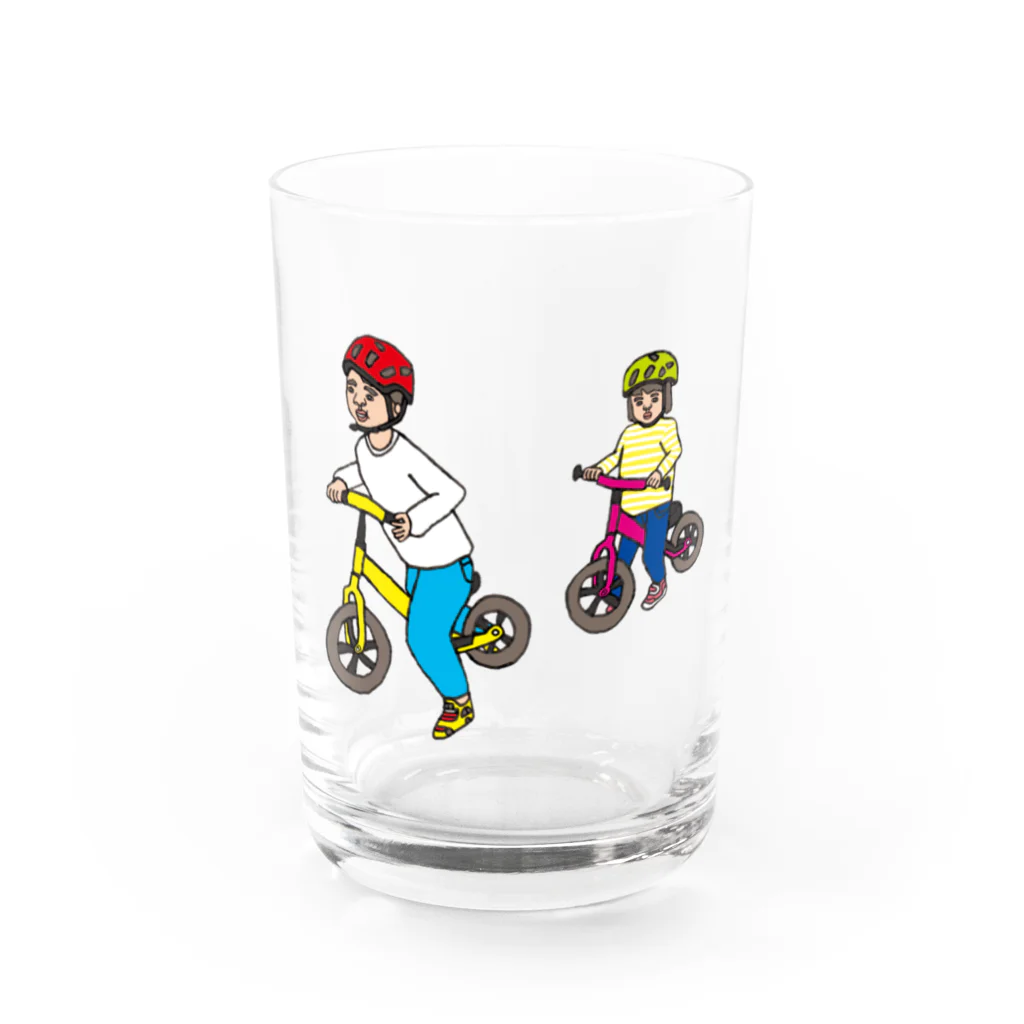 Yukino1118｜イラストレーターの自転車に乗る子供2人 Water Glass :front