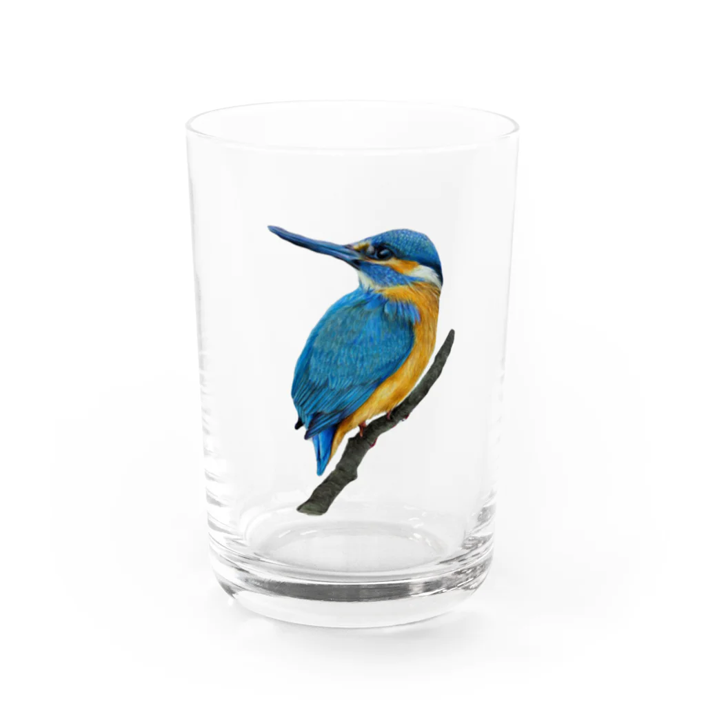 Chiikkaha(ちー）のChiikkaha 色鉛筆画 野鳥 カワセミ  Water Glass :front