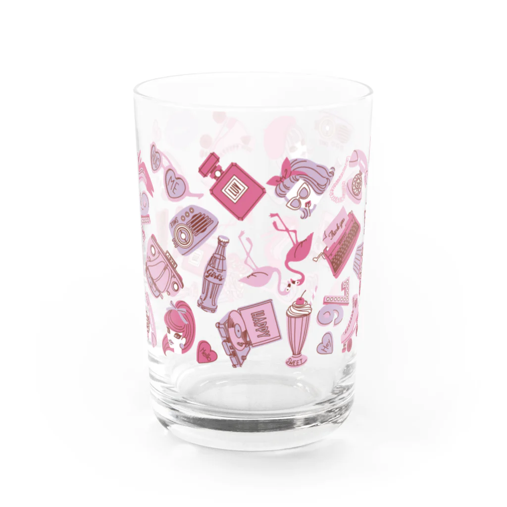 sachiko2004shopのピンクレトロガール Water Glass :front