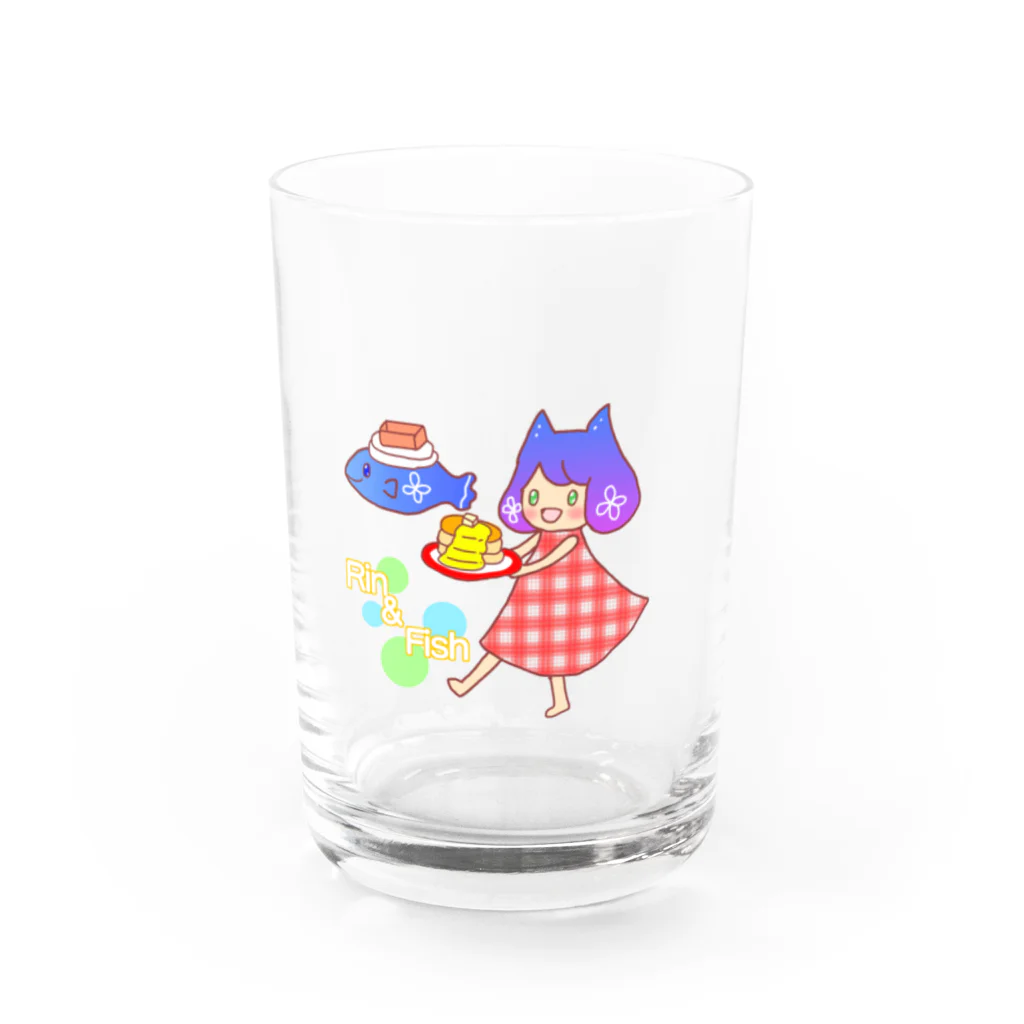 ウメシロップ＊のりんとおさかなさん・パンケーキの日 Water Glass :front