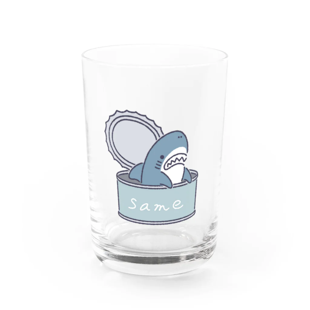 サメ わりとおもいのサメの缶詰 Water Glass :front