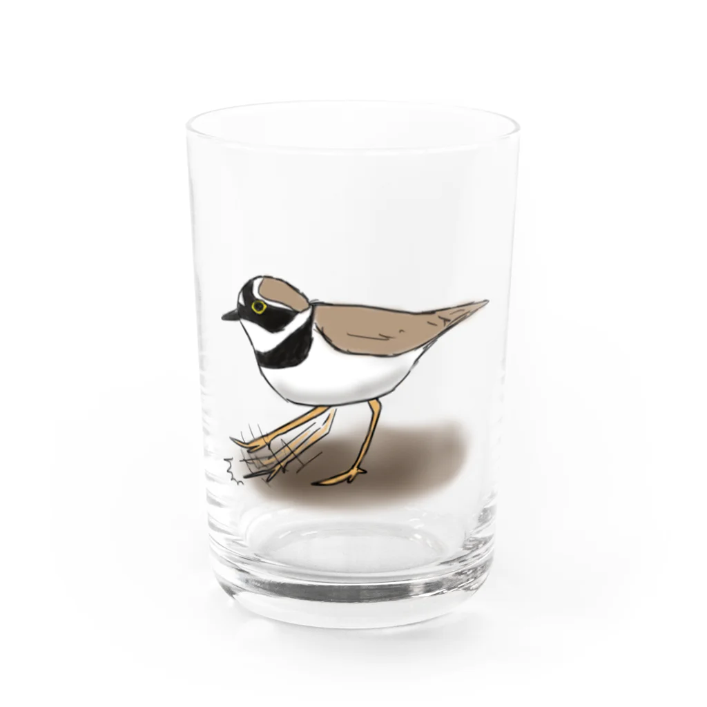 Coo-birdのペチペチして獲物を追い出すコチドリ Water Glass :front