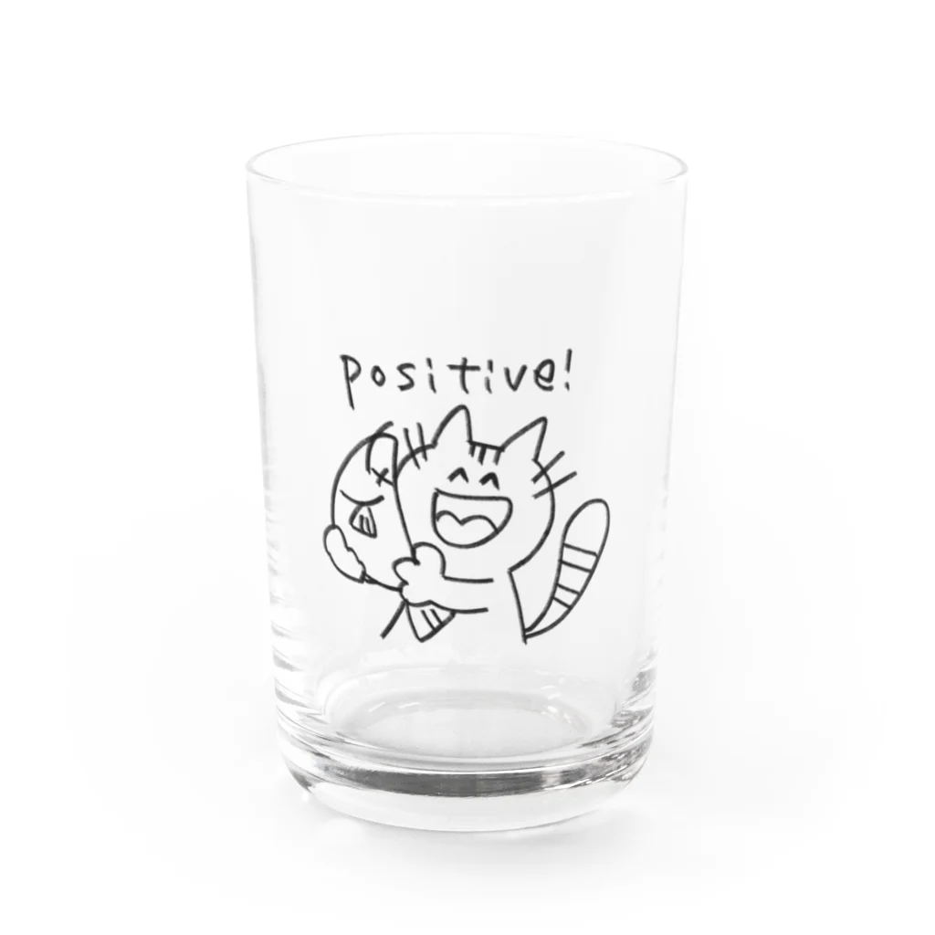 samechamaのぽじねこ！のポジティブTシャツ Water Glass :front