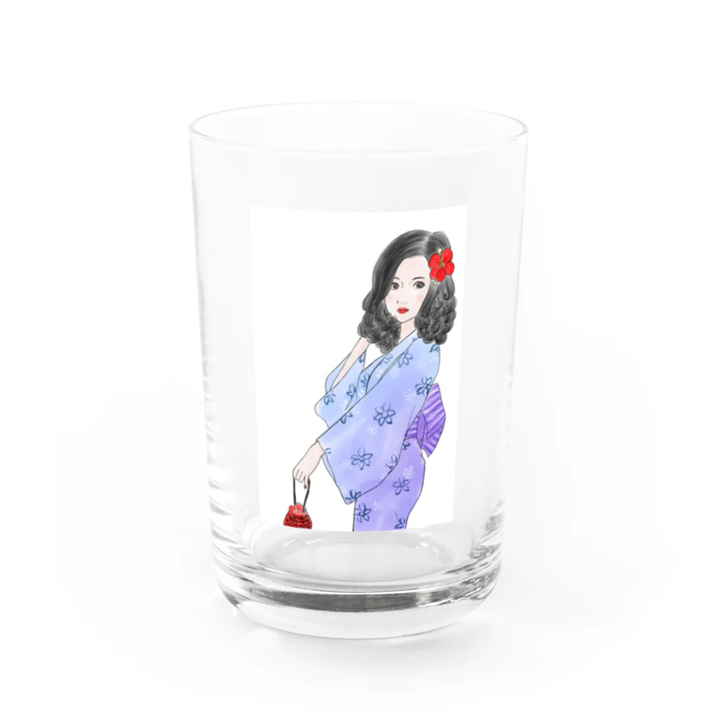 muiko'sのハイビスカスと浴衣 Water Glass :front