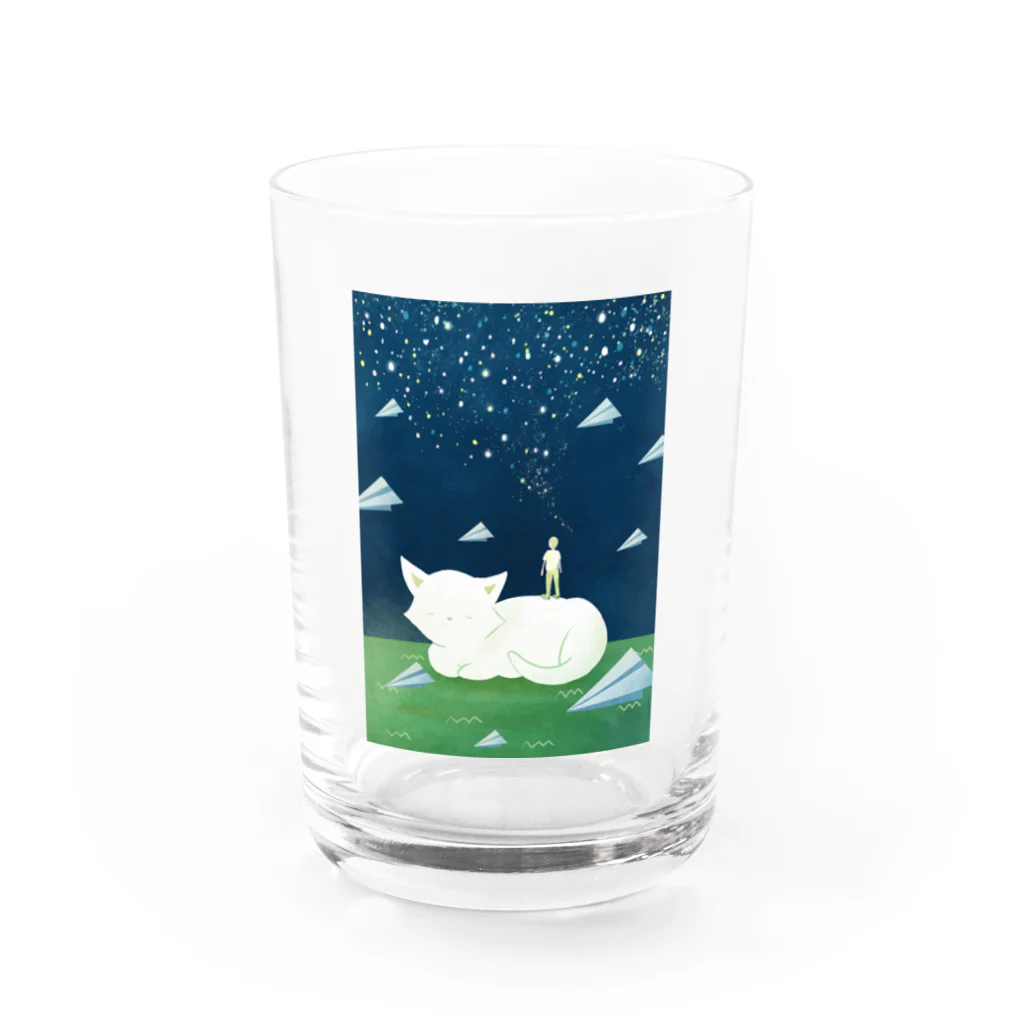 金森 葵の猫と夜空と眺める人 Water Glass :front