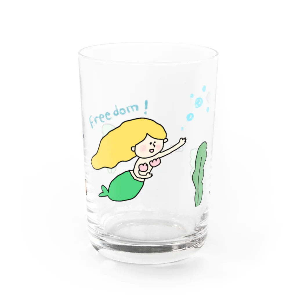 pocaのお絵描きの海の人魚姫 Water Glass :front