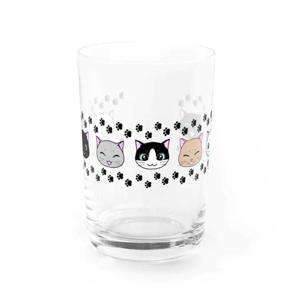 虹色猫工房(クロミツ)のにゃんこボーダー Water Glass :front