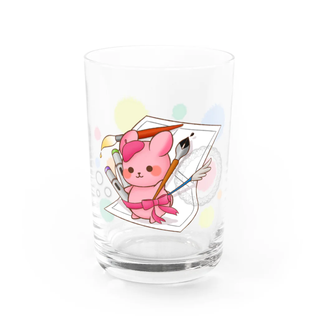 ゆめうさぎShopの漫画家うさぎ Water Glass :front