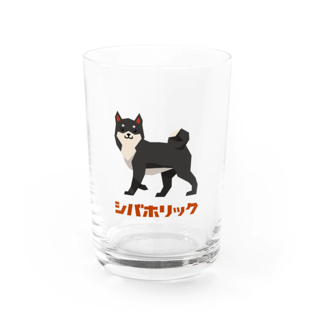 しばじるしデザインのシバホリック（黒） Water Glass :front