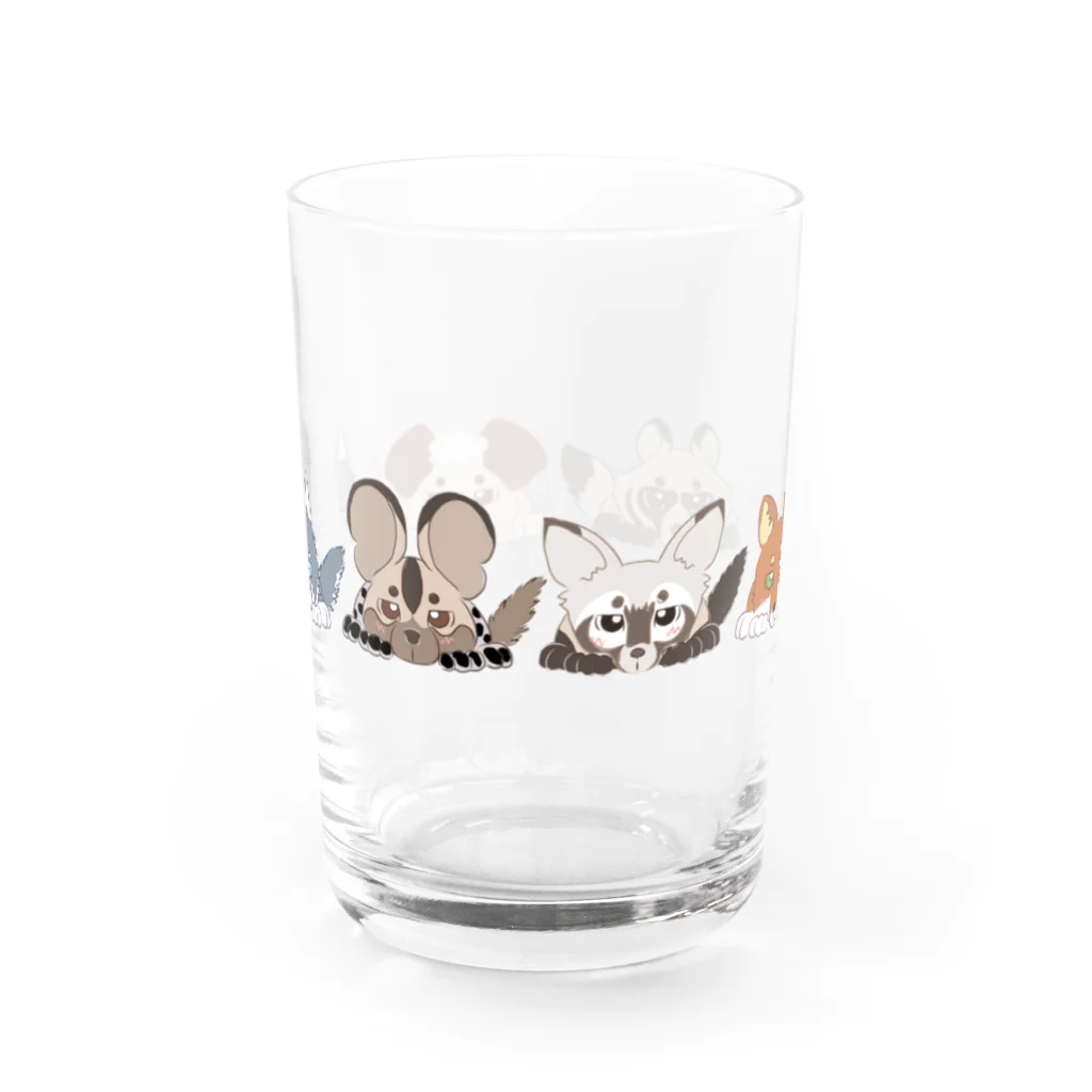 BeArtSuzumaruのぺたんこ犬科横 Water Glass :front