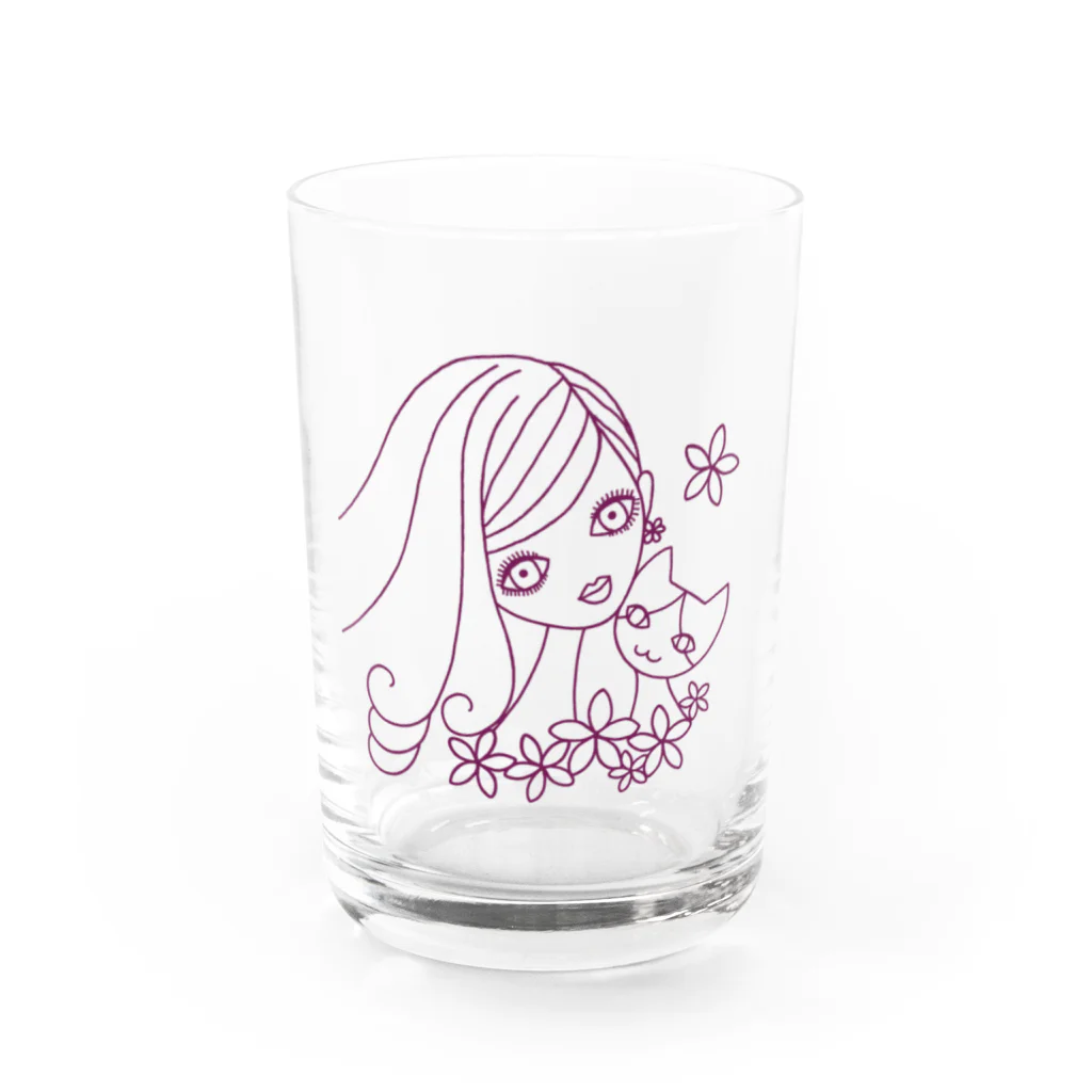 neko*neko*の猫と女の子 2 Water Glass :front