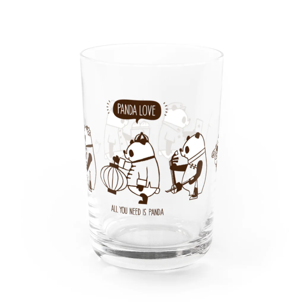 キッチュの横向きパンダ集合 Water Glass :front