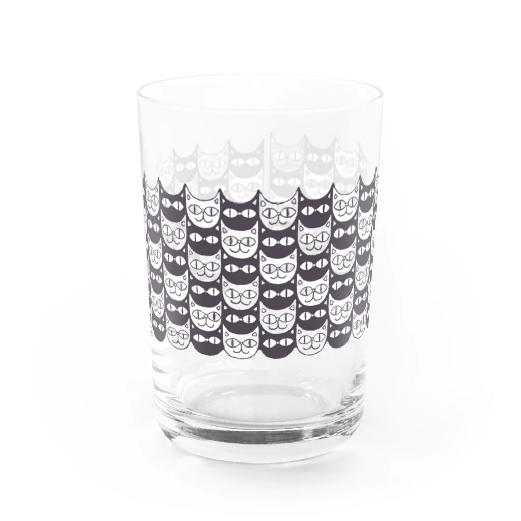 ゆっしーのつながるゆかいないきものたちのつながるねこねこ　よこなが Water Glass :front