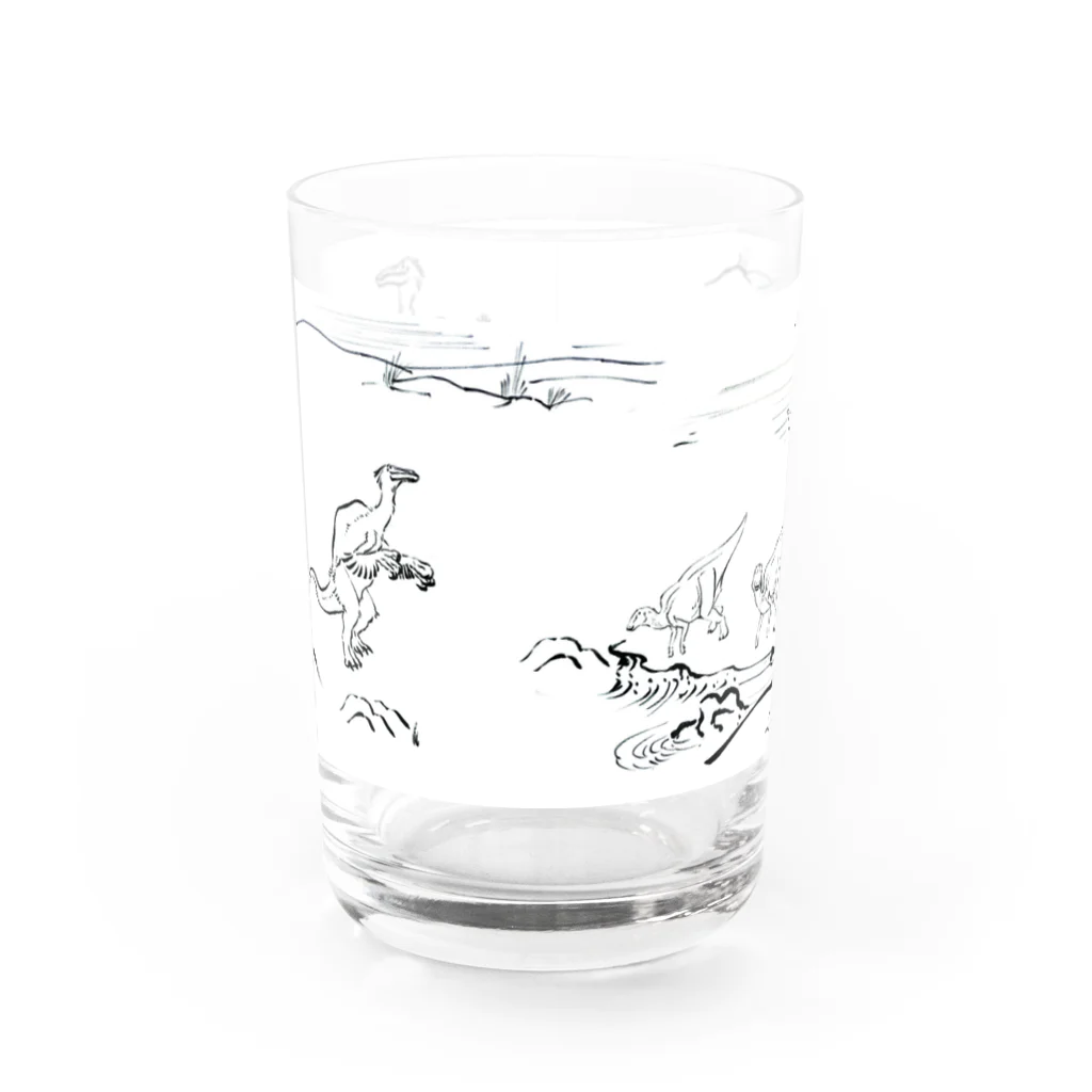 segasworksの墨絵風恐竜画 Water Glass :front