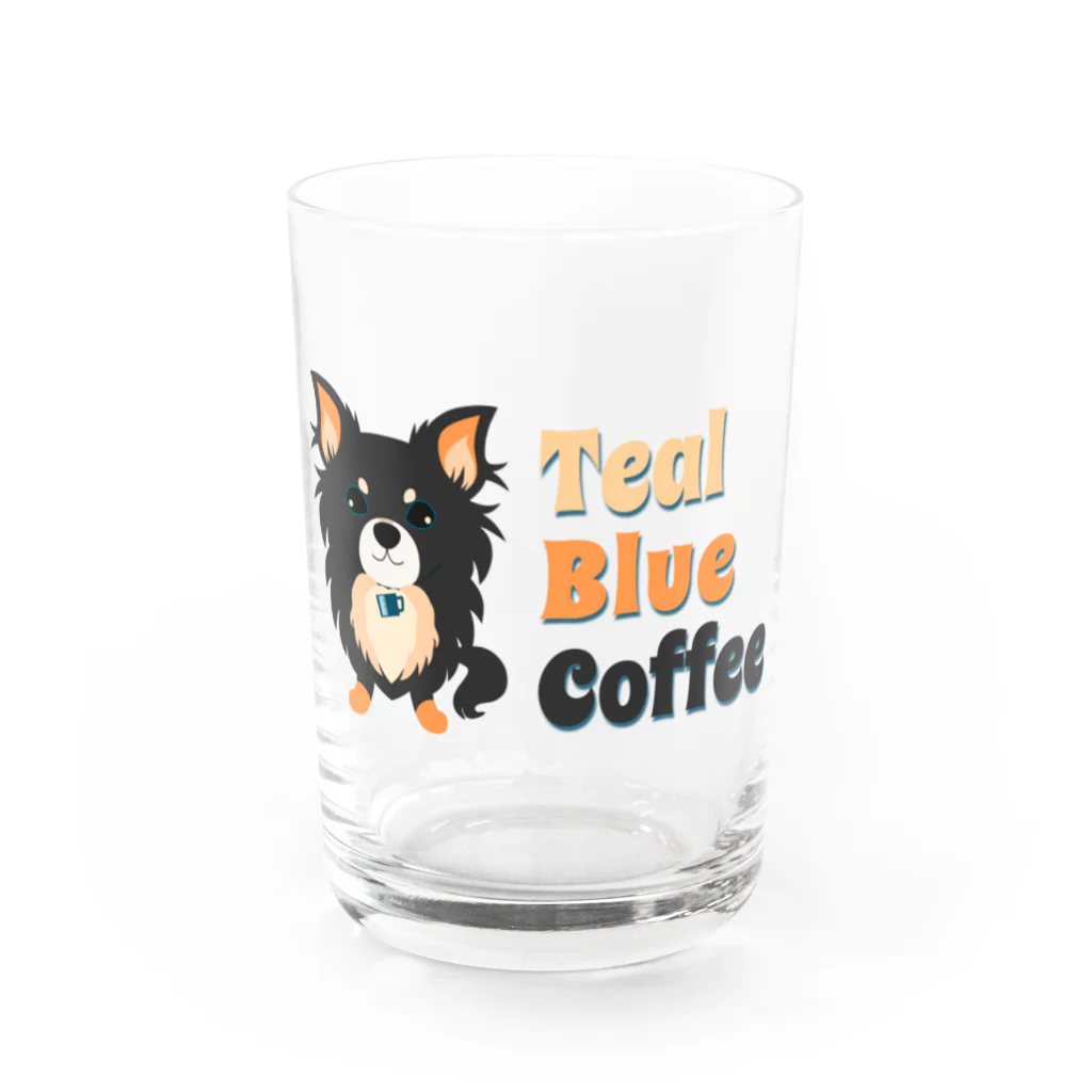 Teal Blue Coffeeのpuppy teal Water Glass :front