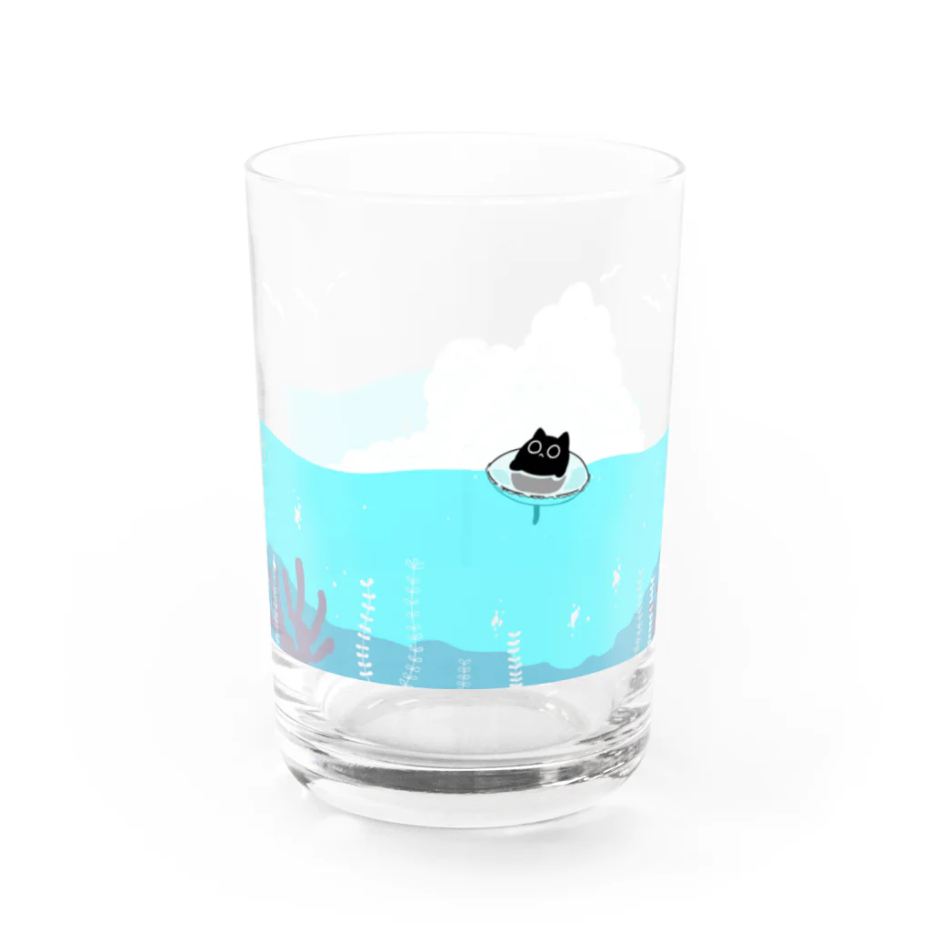 shoushouの海と毛玉猫 Water Glass :front