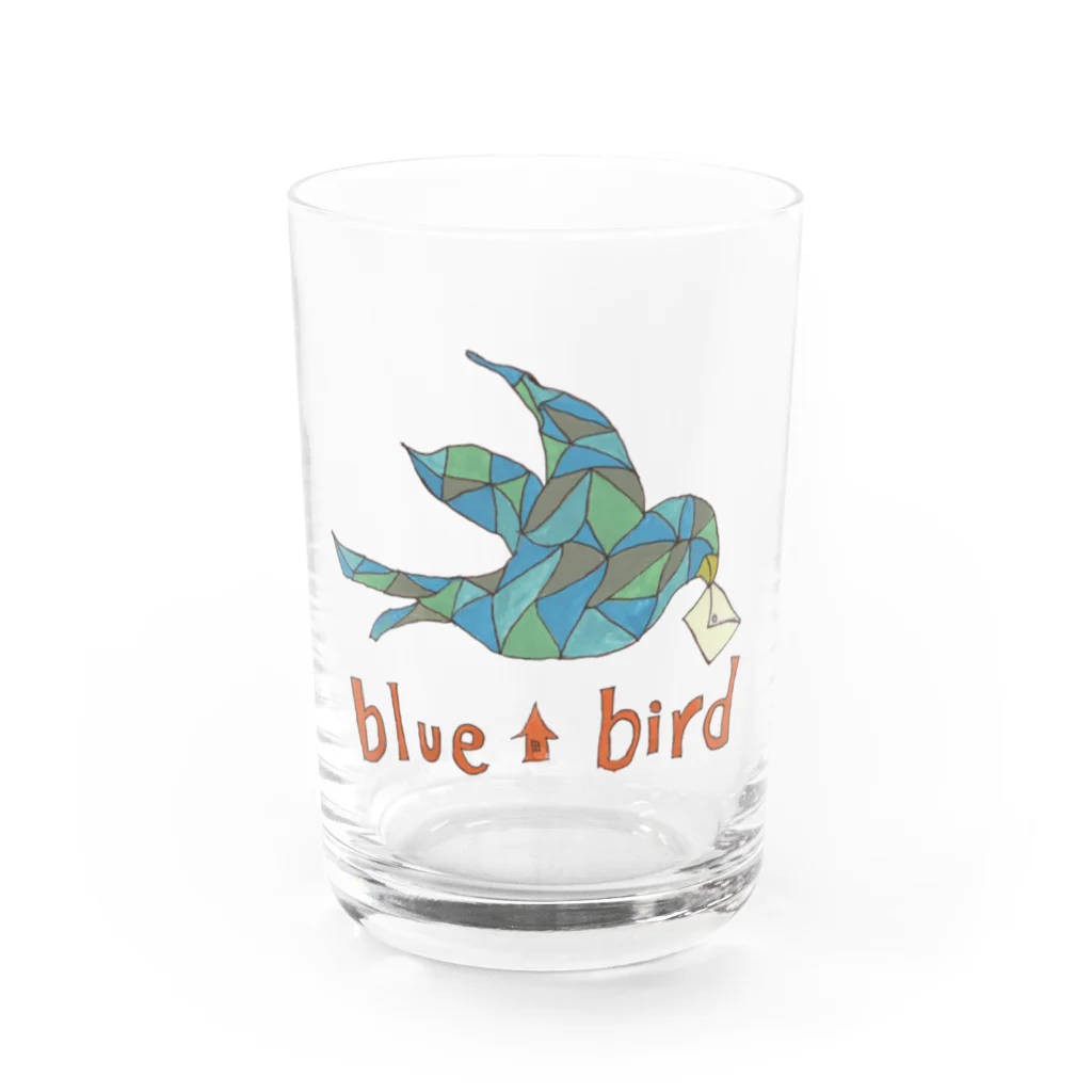 モコモコミュージアムのblue bird Water Glass :front